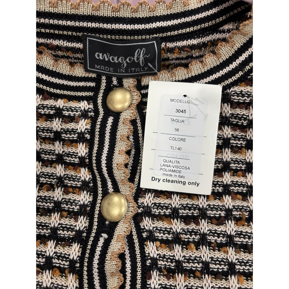 NEW Ava Golf Italy Tweed Wool Metallic Button Cardigan 3X Black Gold Old Money - Picture 6 of 8